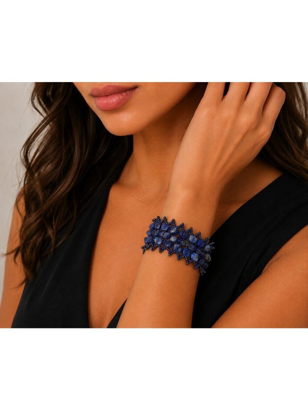 Amrita Singh Blue Lapis Woven Alexandra Wrap Beaded Bracelet BRC 521 NWT $125